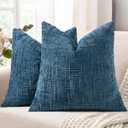 decorUhome Navy Blue Chenille Throw Pillow Covers 18x18 Set of 2 Textured Soft Cozy Slubby Couch Pillow Covers Modern Farmhouse Boho Decorative Pillow Cases for Bed Sofa Living Room