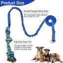 Dog Bungee Tug Toy Hanging from Tree,Outdoor Tug of War Interactive Tether Dog Rope with Chew Lure for Small Medium Large Dogs (Blue)