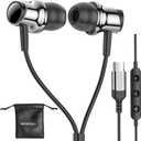USB C Headphones for Samsung S26 S25 S24 S23 S22 A16 A56 Wired Earbuds USB C Magnetic in-Ear Type C Earphone with Mic Volume Control Stereo Noise Canceling Headphones for iPhone 17 16 15 Pro Max Pixel