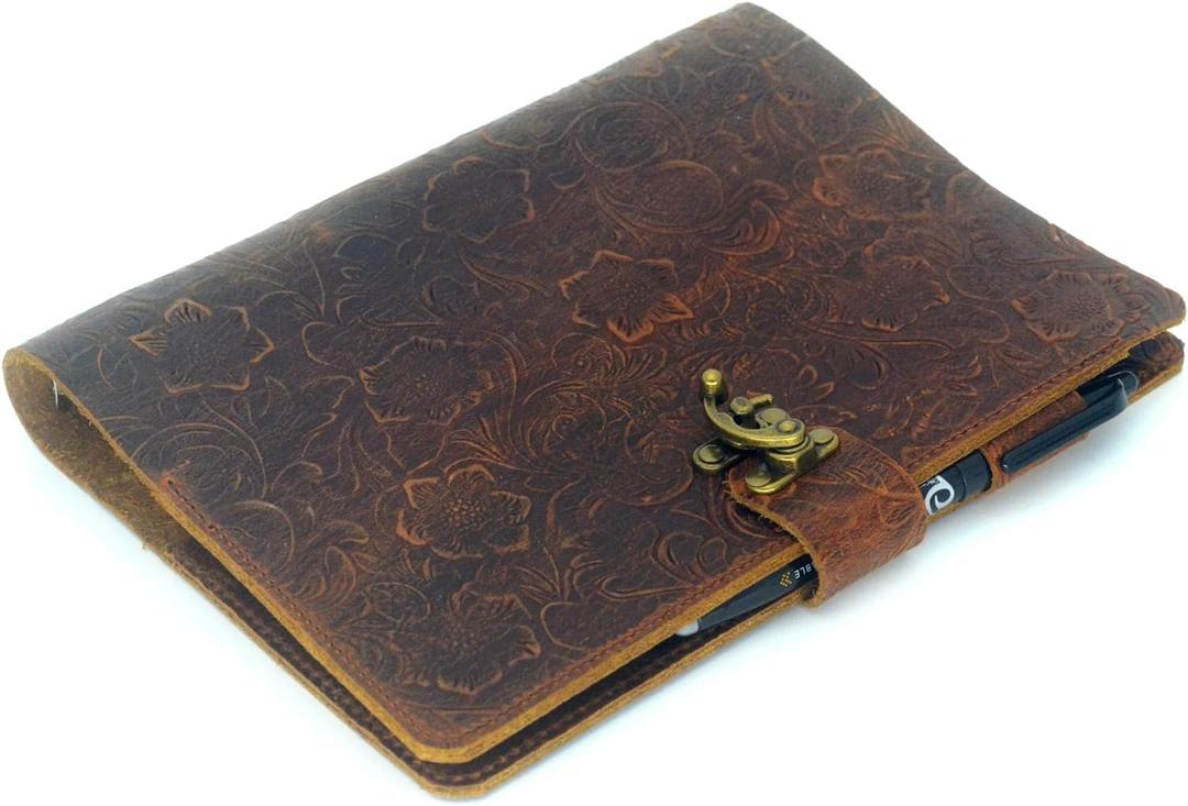 JJNUSA Leather A4 3 Ring 8.5" x 11" Binder Organizer Holder Writing Portfolio Multi Document Case with Removable Binder