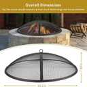 32Inch Heavy Duty Steel Fire Pit Spark Screen Cover,Outdoor Round Patio Mesh FirePit Screens Guard,Domed Fire Pit Ember Lid with Handle
