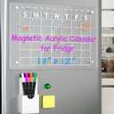 Magnetic Acrylic Calendar for Fridge 17"x12" Clear Dry Erase Calendar Board for Refrigerator Includes 4 Dry Erase Markers and Eraser
