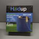 Garden Hose 100 FT, Premium Metal Stainless Steel Heavy Duty Kink-free Flexible Water Hose with Sturdy Lasting Fabric Skin and Solid Brass Fitting for Yard Watering and Car Washing (Blue, 100 ft)