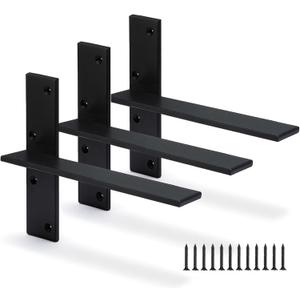 Floating Shelf Bracket 3/8" Thick Heavy Duty Shelf Brackets 3 Pack Free Hanging Countertop Support Bracket 8" Lx2.5 W Floating Wall Brackets for Cabinets, Granite, Dishwasher, Bench Seats Vanities (12 Inch)