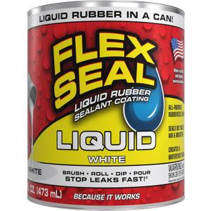 Flex Seal Liquid, Rubber Coating Sealant, Waterproof, Flexible, Breathable, and UV Resistant, Roof Repair, Basements, RV, Campers, Trailers, Marine, EPDM, Masonry, White, 16 oz