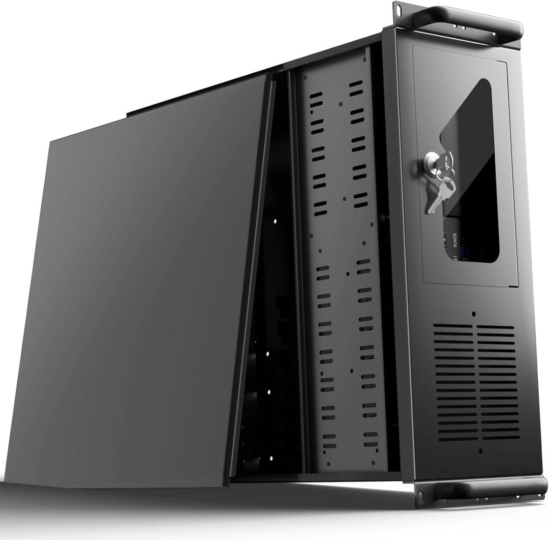 4U Server Chassis, Server Case with Hard Drive Bays and 7 PCI Slots, Rackmount Cases for Data Center and Gaming, Supports ATX, Micro-ATX, Mini-ITX Motherboards, 2X Front USB 3.0, Lockable Front Panel