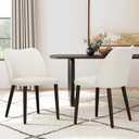 COLAMY Upholstered Dining Chairs Set of 2, Modern Fabric Dining Room Kitchen Side Chair with Padded Seat and Wood Legs for Restaurant/Cafe, Beige