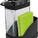 Casabella Sink Sider Solo Kitchen Soap Pump and Sponge Caddy, Black/Chrome - 2-in-1 Soap and Sponge Caddy, One-Hand Soap Dispensing, Ergonomic Design, Easy to Refill and Clean, Efficient Size