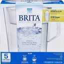 Brita Water Pitcher, Slim, 5 Cup Capacity, Includes One Advanced Filter-White