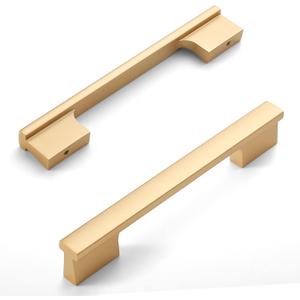 Amerdeco 10 Pack Brushed Gold Cabinet Pulls 5 Inch(128MM) Hole Centers Kitchen Cabinet Handles Hardware