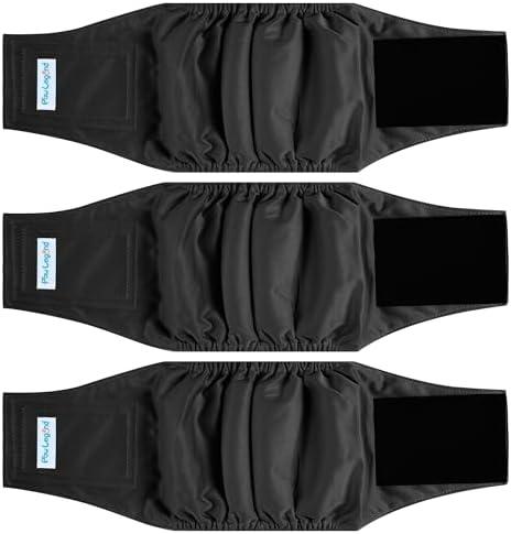 Paw Legend Washable Dog Belly Band Wrap Diapers for Male Dog | High Absorbing Puppy & Doggy Diapers Male, Black XL (Pack of 3)