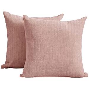 PLEASANT BOULEVARD | Chenille Pillow Case Covers 20 by 20 Inch, Soft Cozy Decorative Cushion for Home Bedroom Living Room Bed Sofa Chair (Pink, 2 Pack)