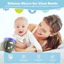 4-Pack Silicone Sleeves for Lansinoh Glass Bottles 5 oz-Starry Sky Design Baby Bottle Holder with Handles,Protectors for Lansinoh Natural Wave Glass Bottles, Anti-Scald Feeding Supplies (Black+Dark Grey+White+Dark Green)