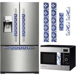 2 x Hahafelt 5 Pcs Chinoserie Refrigerator Door Handle Covers Blue and White Chinoserie Decorations Non-Slip Kitchen Appliance Handle Covers for Fridge Microwave Oven Dishwasher