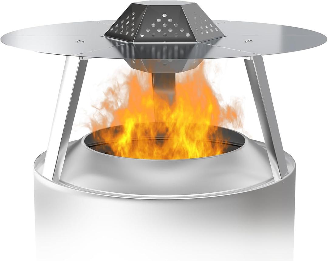 Heat Deflector for Solo Stove Bonfire 19.5",304 Stainless Steel Heat Diffuser with Handle&Legs,Heat Radiation for Wider Warmth Area,Compatible with Bonfire 19.5"Outdoor Fire Pits,for Camping,Backyard