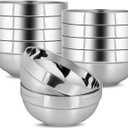10pcs 304stainless Steel Kids Bowls, 5inches 15 Ounce Stainless Steel Kids Bowls,Double-Walled Metal Serving Dishes Uses For Sauces, Rice, Noodle, Ice Cream, 5-inch diameter, 2.5-inch height