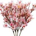 Uieke 4Pcs Artificial Cherry Blossom Flower, Silk Peach Flowers Fake Plants Arrangement for DIY Garden Home Wedding Party Spring Decor, Pink