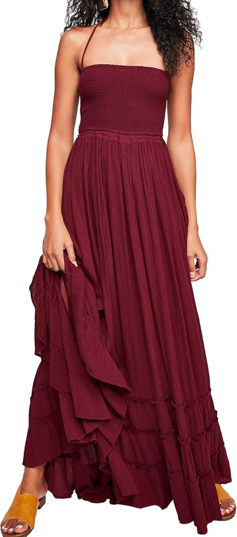 R.Vivimos Womens Summer Boho Sexy Backless Long Dresses (Small)