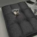 IBUYKE Small 12" H Footrest, Square Linen Foot Stool with Metal X-Leg, Multi-Use as Small Side Table, Step Stool for Living Room, Bedroom, Entryway, Office, Dark Gray WBD011G