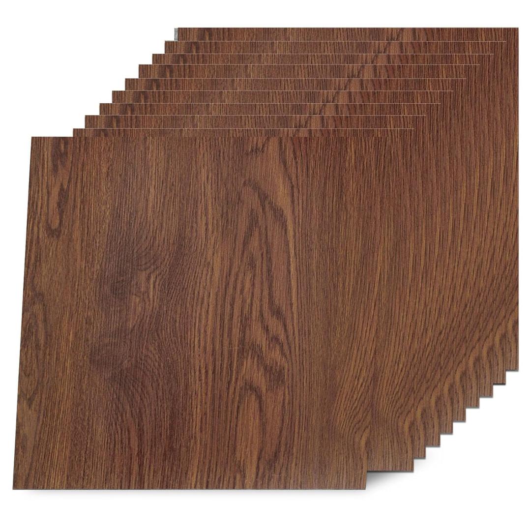 Yipscazo Peel and Stick Floor Tile 32 Sq.Ft Coverage 32-Pack Rustic Walnut 12" x 12" Vinyl Floor Tiles Self Adhesive Waterproof Perfect for DIY Projects