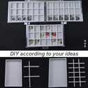 YUFONG Earring Organizer Box Acrylic Jewelry Organizer with 3 Drawers 54 Adjustable Grids Clear Stackable Earring Holder Velvet Trays Ring Display Case for Women Girls (Gray)