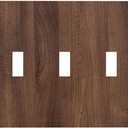 Decorative Light Switch Cover Plate Dark Walnut Wood Grain 3 Gang Wall Plate Triple Toggle Switch Plate Covers Electrical Outlet Cover for Farmhouse Cabin Decor