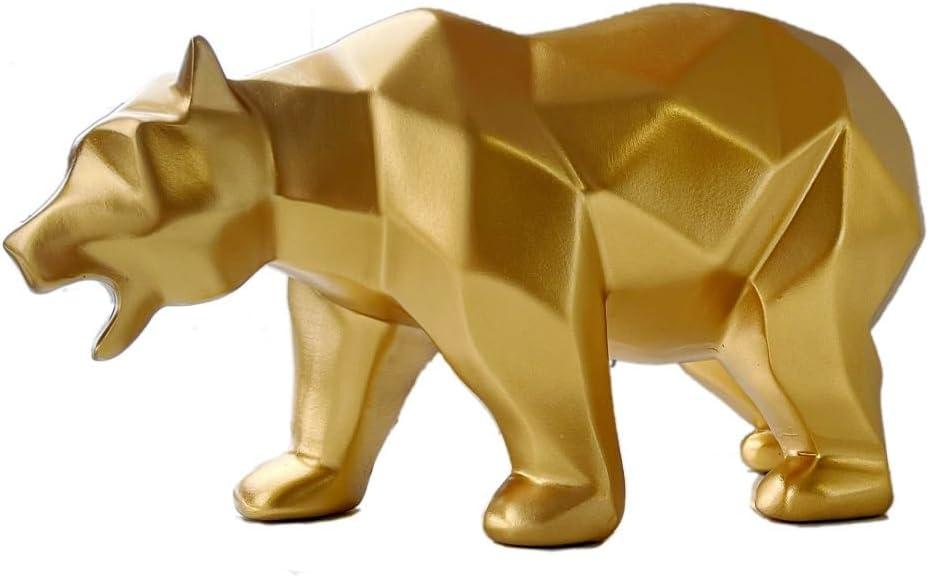 SMRTHMRT Abstract Geometric Sculptures,Creative Animals/Bear Statues Collectible Figurines for Home Office Decor Yards Garden Ornaments (Gold)