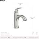Moen Wellton Spot Resist Brushed Nickel One Hole Single-Handle Bathroom Faucet with Optional Deck Plate and Drain Assembly, 84980SRN