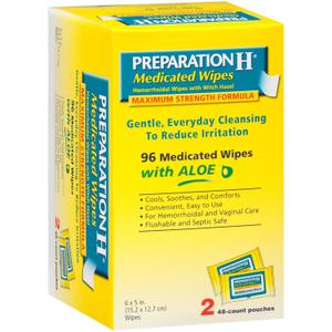 Preparation H Medicated Wipes, 96-Count Package (Pack of 3)