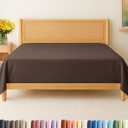 Queen Size Flat Sheet - Hotel Quality Top Flat Bed Sheet Only - Ultra-Soft, Comfy Breathable & Cooling - Fade & Wrinkle Free - Easy-Care, Stain & Shrink Resistant Bedding - Easy-Fit & Oeko-Tex - Brown