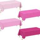 Just Shimmer 4 Pieces Pink Series Rectangle Tablecloth, 54x72 Solid Color Waterproof & Spillproof Disposable Plastic Table Cover, Durable Party Tablecloth for Dining, Buffet, Picnic, Outdoor Events