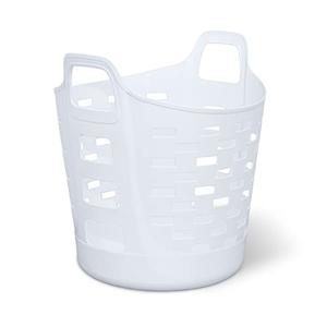 Clorox Flexible Laundry Basket - Plastic Hamper for Clothes, Bedroom, and Storage - Portable Round Bin with Carry Handles, 6 Bushel, White