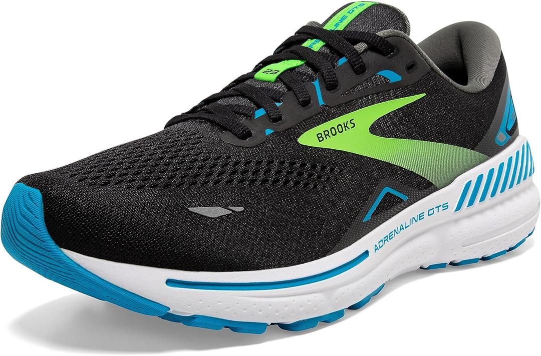 Brooks Mens Adrenaline GTS 23 Supportive Running Shoe (9.5 Wide, Black/Hawaiian Ocean/Green)