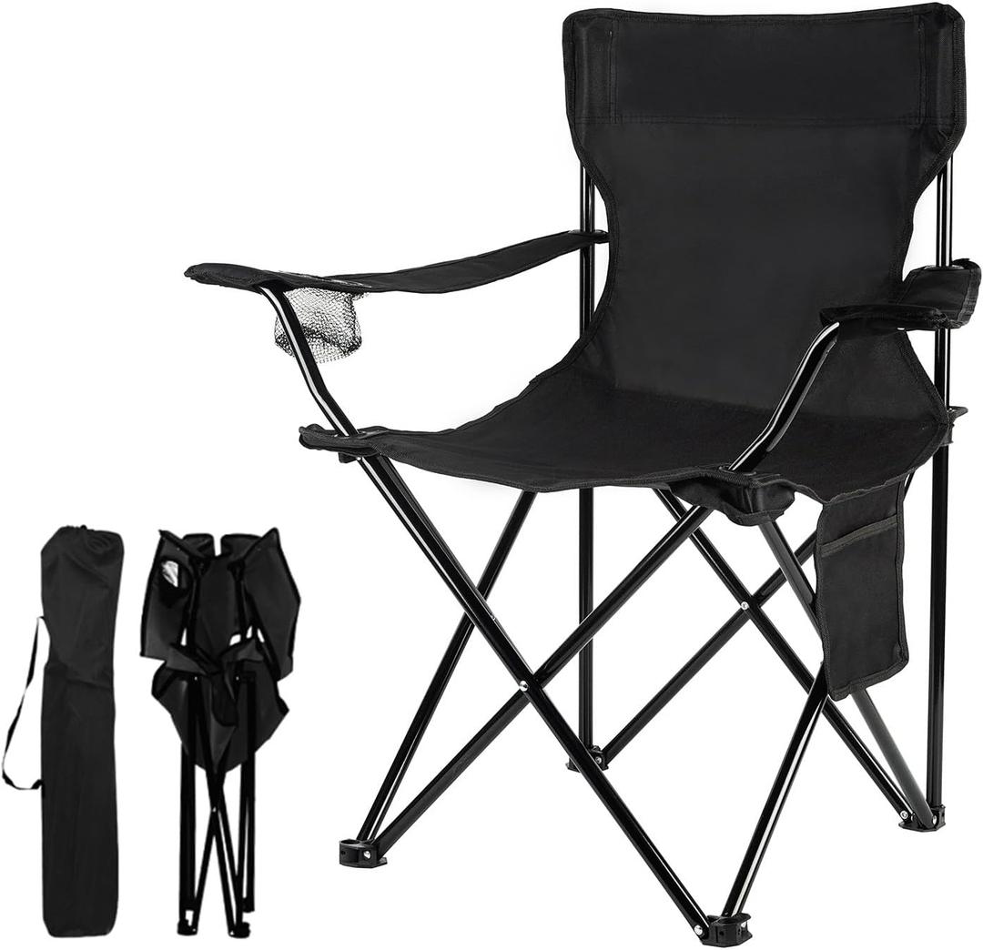 Damei century Folding Camping Chairs- Lightweight, Portable Chair for Beach, Lawn, Outdoor Sports (Black)