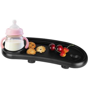 Stroller Snack Tray Compatible with Mockingbird, Adjustable Black Snack Tray for Stroller with Cup Holder and Phone Holder for Snacks, Drinks, Phone, and Toy
