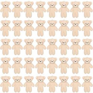 HyDren 40 Pcs Mini Bear Toy 4.7 Inch Stuffed Tiny Bear Soft Keychain Mini Stuffed Animal Small Plush Jointed Doll for Kids DIY Keychain Party Favor, (Simple Style)
