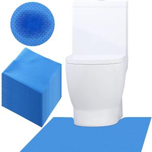 Peryiter 25 Pack Disposable Toilet Mats Absorbent Toilet Floor Protector from Urine, 24" x 22" U Shaped Non Slip Around Commode Potty Training Floor Mat Protector for Urine Adult(Blue)