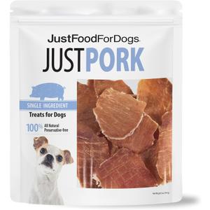 JustFoodForDogs Single Ingredient Healthy Dog Treats - Pork, 5 Oz (EXP 02/12/27)