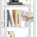 Furologee White Bookshelf 6 Tier Tall Narrow Bookcase, Modern Display Standing Shelf Unit, Metal and Wooden Storage Corner Shelves Organizer for Bedroom, Living Room, Office, Bathroom