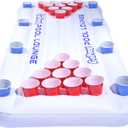 GoPong Pool Lounge Beer Pong Inflatable with Social Floating, White (6')