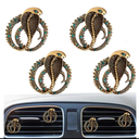 4PCS Bling Cobra Auto Air Freshener Vent Clip, Alloy Rhinestone Vent Clips Car Accessories,Auto Vehicle Auto Interior Decorations Badges Adapt for Women Man (Golden)