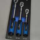 DISEN 3PCS Extendable Ratchet Wrench Set,1/4" 3/8" 1/2" Drive 72-Tooth, Quick-Release, Reversible Drive Socket Wrenches,Soft Grip Handle with Storage Tray