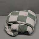 Checkered Knitted Throw Blanket, Cozy Soft Fluffy Plaid Blanket for Couch Bed, Lightweight Comfy Travel Picnic Blanket for Sofa Chair Living Room Camping Gifts (Sage Green, Throw 50"x60")