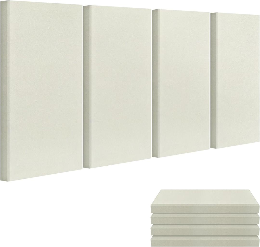23.62" X 11.81" X 2" Fiberglass Wall Panel, 4 Pack Acoustic Panels, Acoustic Panels Sound Absorbing for Office, Studio, Home Theatre - Beige