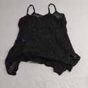 SOLY HUX Women's Spaghetti Strap Hollow Out Split Hem Beach Swimsuit Bikini Cover Up (Large, Black)