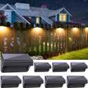 Aulanto Solar Fence Lights 8 Pack, Fence Solar Lights IP65 Waterproof, Warm White and 10 RGB Color Modes, Outdoor Decor for Backyard, Garden, Fence, Wall, Deck, Stairs