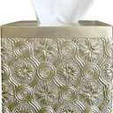 Hymmah Modern Square Tissue Box Cover Holder,Bathroom Accessories Decor Unique Design Tissue Box Cover for Bathroom Vanity Counter Tops Also Great for Bedrooms and Living Rooms (Gold)