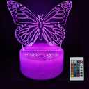 JOCHUI 3D Butterfly Night Light, Illusion Table Lamp with 16 Colors Remote Control Touch Lamp LED USB Night Light Desk Lamps Room Decorations Home Decor Holiday Gifts Birthday Gifts