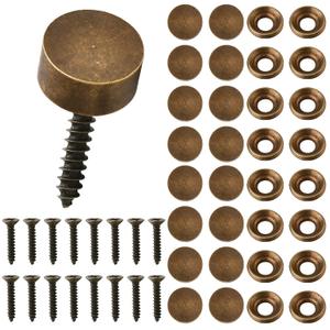 16 Pcs Pure Brass Decorative Screws with Caps, 12mm (1/2") Retro Mirror Decorative Caps Bronze Fixing Screw Covers for Furniture Fixing, Wall Hanging, Fasteners Hardware, 2pack