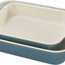 Staub Ceramic Rectangular Baking Dish Set, Casserole Dish, 2-Piece, Rustic Turquoise